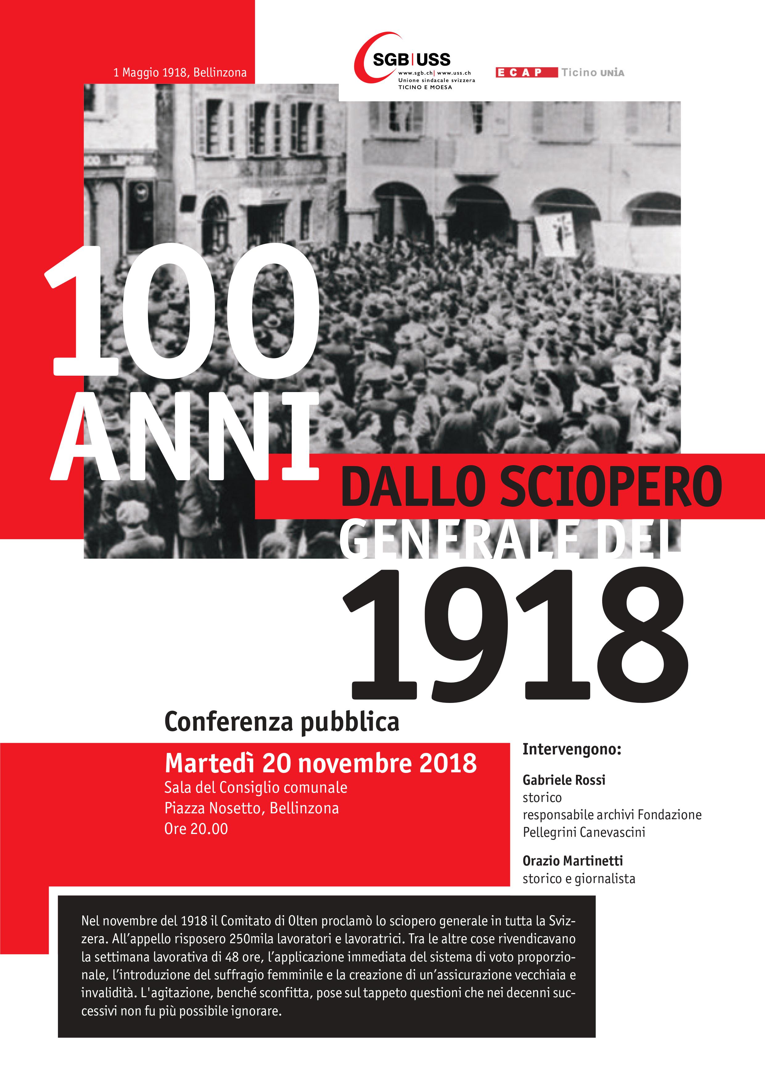 100 anni dallo sciopero generale del 1918 @ Sala del Consiglio Comunale